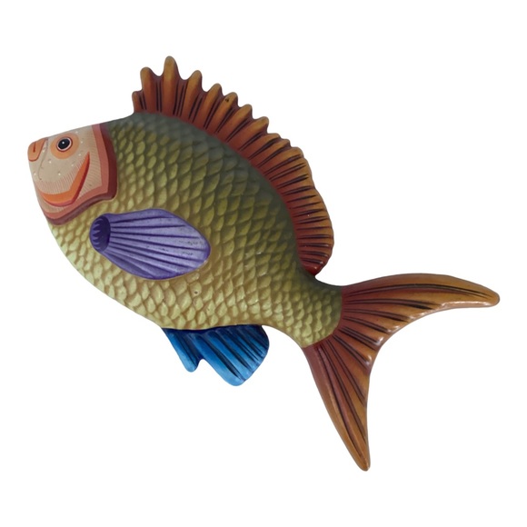 Tonala Other - Tonala Mexico Hand Painted Tropical Fish Wall Decor Pottery Signed E. Alvarez